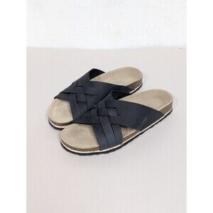 Sanita Capri Slide Black Sandals sz 10 Sz 41 Woven Leather Upper Minimalist